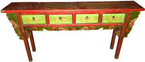 Vintage Asian Painted Console