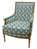 Phillip Chair, Turquoise/White Fabric